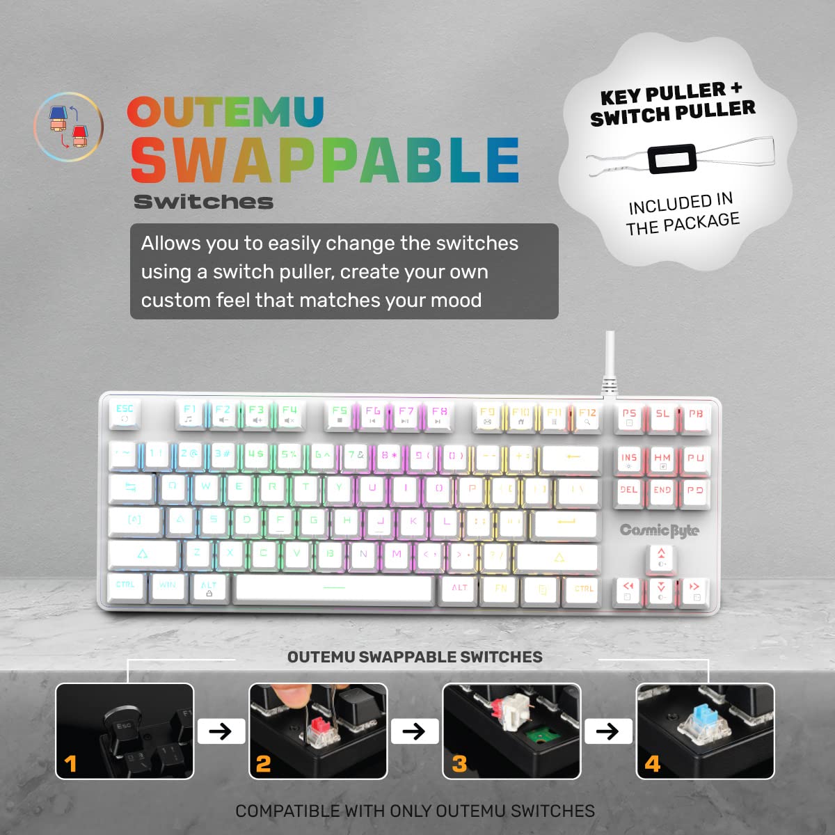 COSMIC BYTE CB-GK-37 FIREFLY (WHITE) GAMING KEYBOARD