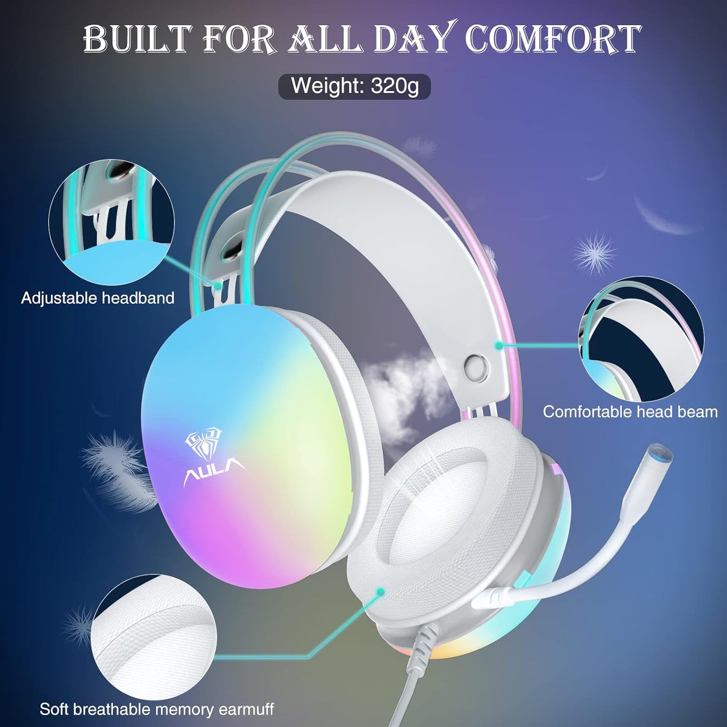 S505 USB WIRED GAMING HEADPHONES RGB WIRED LAPTOP DESKTOP HEADSET (GREEN)