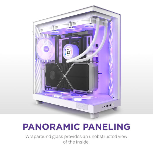 NZXT CHASSIS H6 FLOW RGB (2023) COMPACT DUAL- CHAMBER ATX CASE W/O PSU WITH RGB FANS - ALL WHITE- CC-H61FW-R1