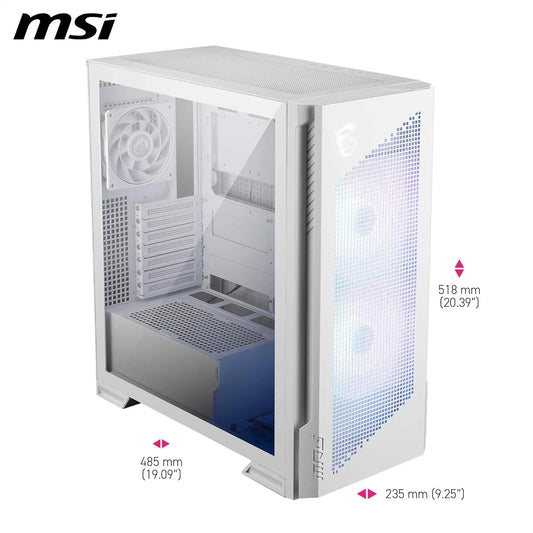 MSI MPG Velox 300R Airflow PZ Mid Tower Gaming PC Case - White