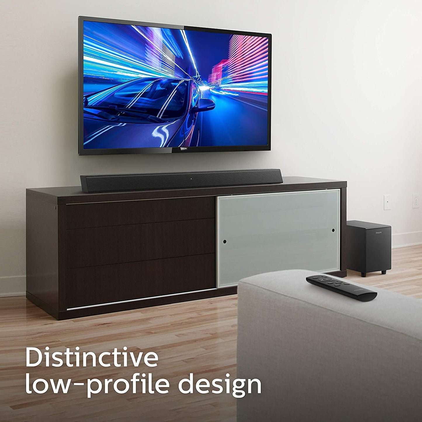 PHILIPS AUDIO TAB5305 2.1CH 140W BLUETOOTH SOUNDBAR WITH WIRELESS SUBWOOFER, MULTIPLE CONNECTIVITY, METAL GRILLE AND POWERFUL BASS