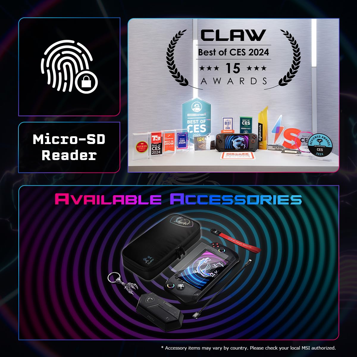 MSI Claw, Intel 1st Gen. Ultra 5 135H,Built-in AI, 18CM FHD 120Hz Handheld Gaming Console(16GB/512GB NVMe SSD/Windows 11 Home/Intel Arc/Black/675g), A1M-219IN