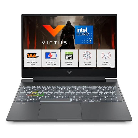 HP Victus 15-FA2500TX 15.6 Inch Gaming Laptop, Intel Core 5 210H, 24GB RAM, 512GB SSD, GeForce RTX 3050 4GB, Windows 11 Home, Microsoft Office 2024, Silver