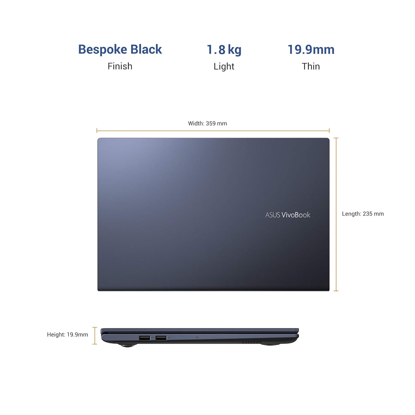 ASUS VIVOBOOK ULTRA 15 (2020) INTEL CORE I3-1115G4 11TH GEN, 15.6 INCHES FHD T&L LAPTOP (8GB RAM/256GB NVME SSD/WINDOWS 10/OFFICE 2019/INTEGRATED GRAPHICS/STAR BLACK/1.8 KG), X513EA-BQ312TS