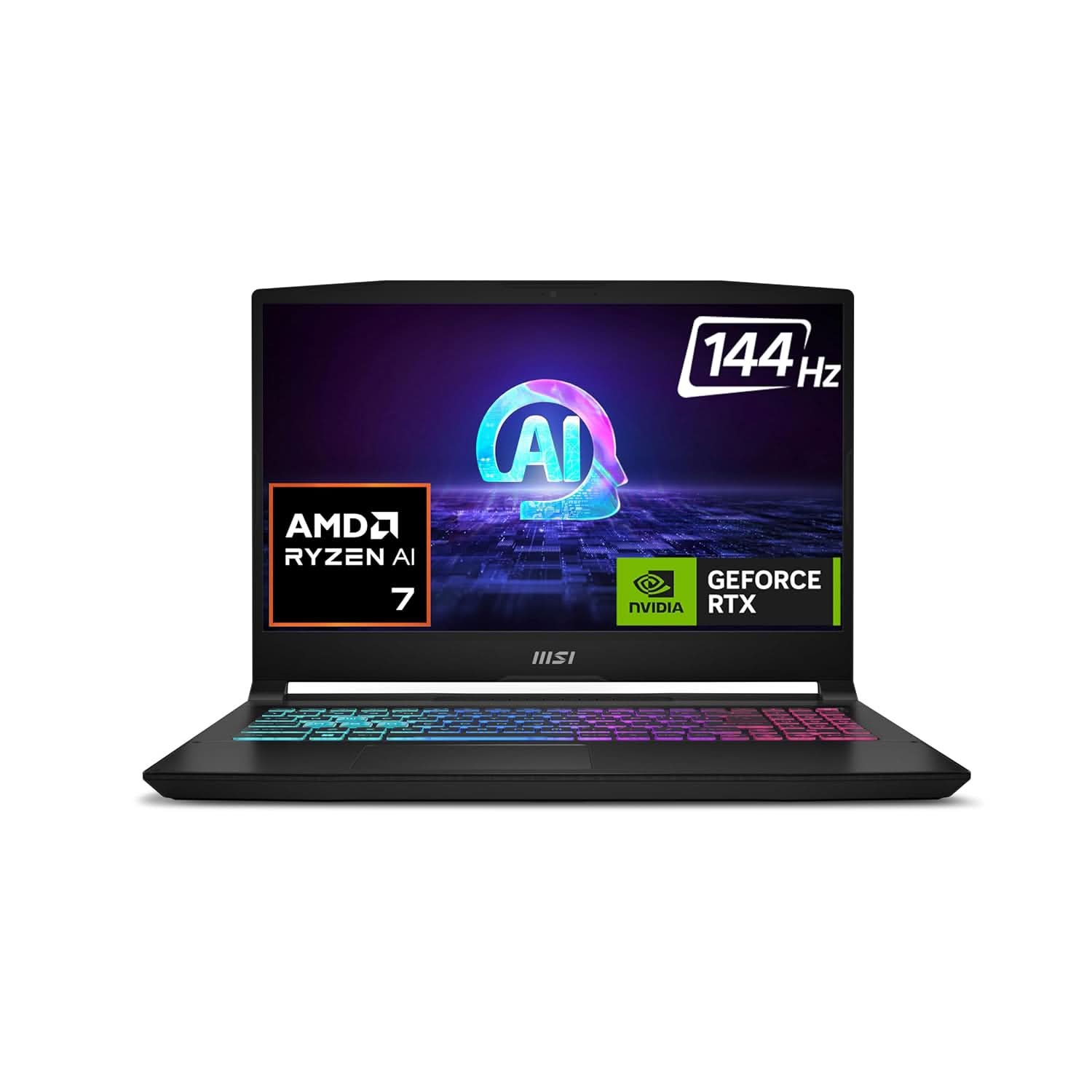 MSI Katana A15 AI, AMD 8th Gen. Ryzen 7 8840HS,Built-in AI, 40CM FHD 144Hz Gaming Laptop (16GB/512GB NVMe SSD/Windows 11 Home/MSO 2021/NVIDIA GeForce RTX 4050, GDDR6 6GB/Black/2.25Kg) B8VE-481IN