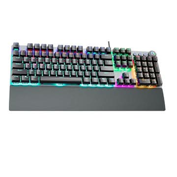 AULA F2058 Full Size Wired Mechanical Gaming Keyboard, Black, Clicky Blue Switch, Rainbow RGB Backlighting, Magnetic Wrist Rest