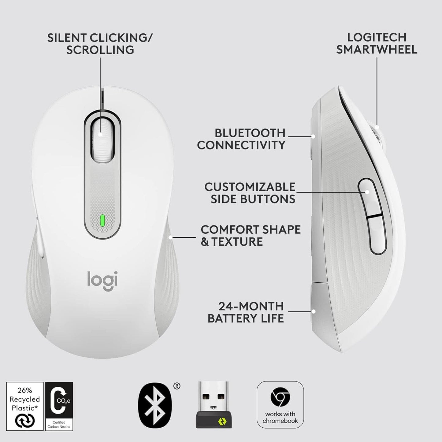 Logitech Signature M650 Wireless Mouse Off-White