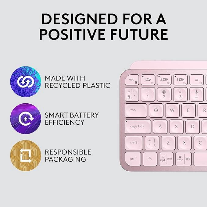 Logitech MX Keys Mini Minimalist Wireless Illuminated Keyboard Rose
