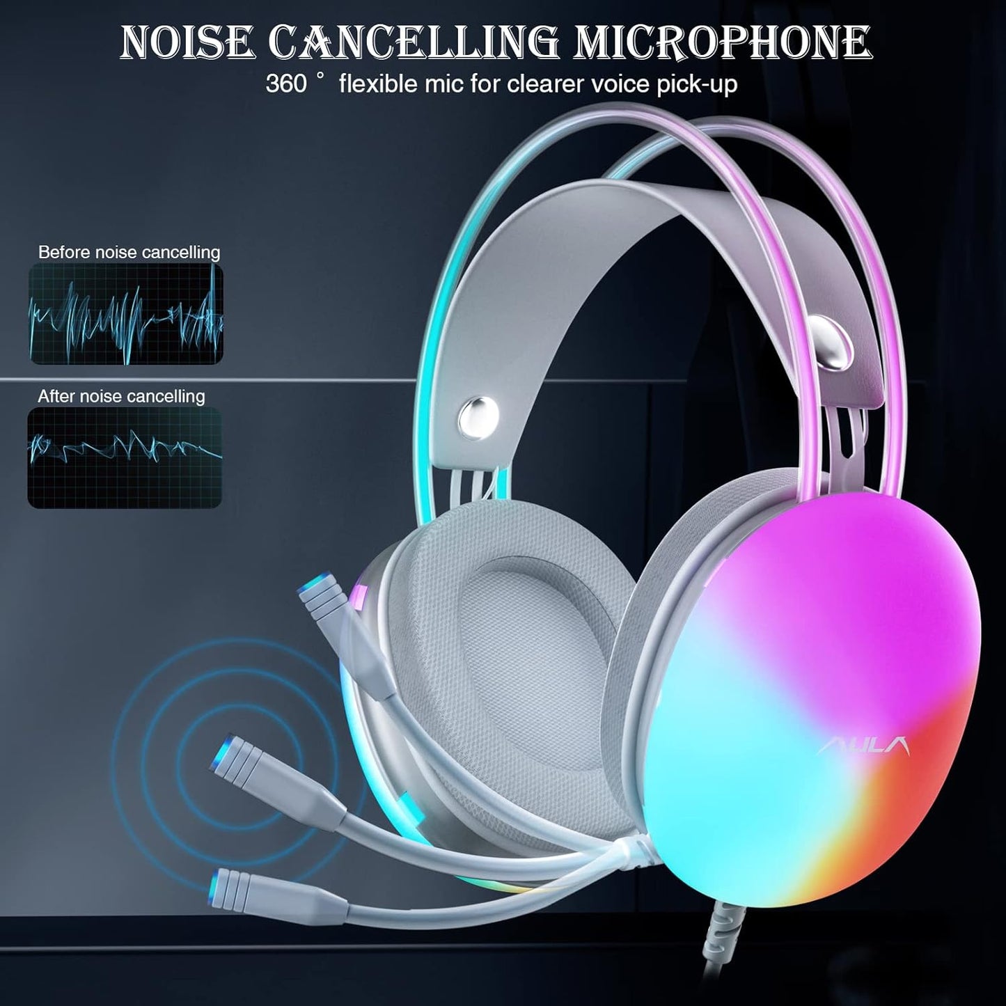 S505 USB WIRED GAMING HEADPHONES RGB WIRED LAPTOP DESKTOP HEADSET (GREEN)