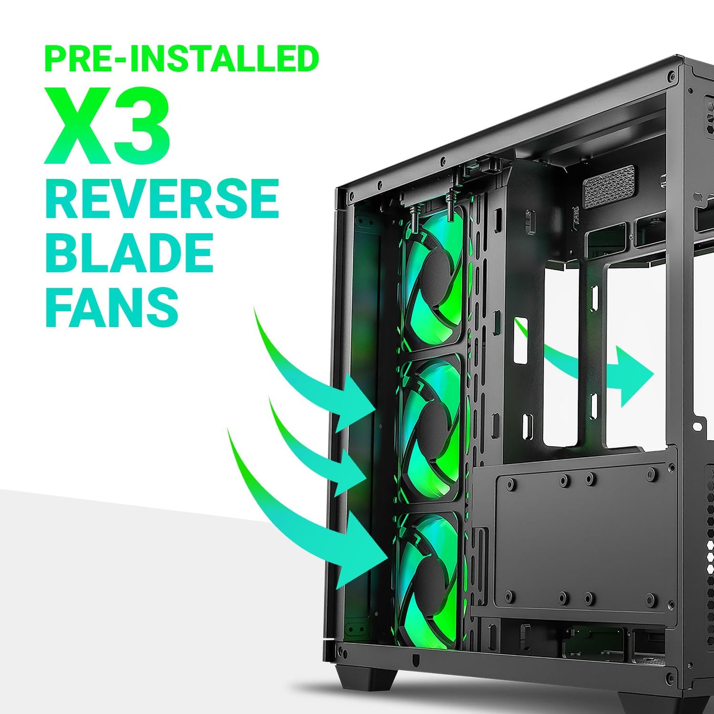 ANT ESPORTS CRYSTAL X11 ARGB (ATX) MID TOWER CABINET (GREEN/BLACK)