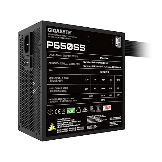 GIGABYTE GP-P650SS 650W ATX NON-MODULAR POWER SUPPLY
