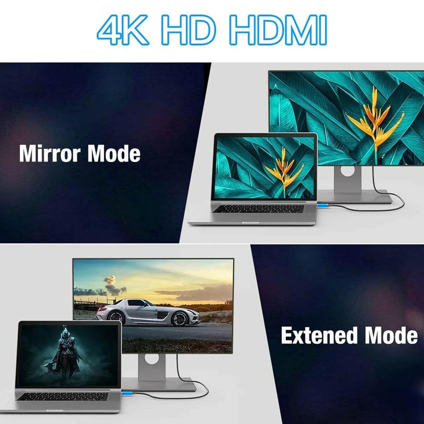 ANT ESPORTS AEH103 4K 2.0 HDMI CABLE WITH BLUE METAL CAP - 3 METERS I 24K GOLD-PLATED- (B0CQXHN99S)