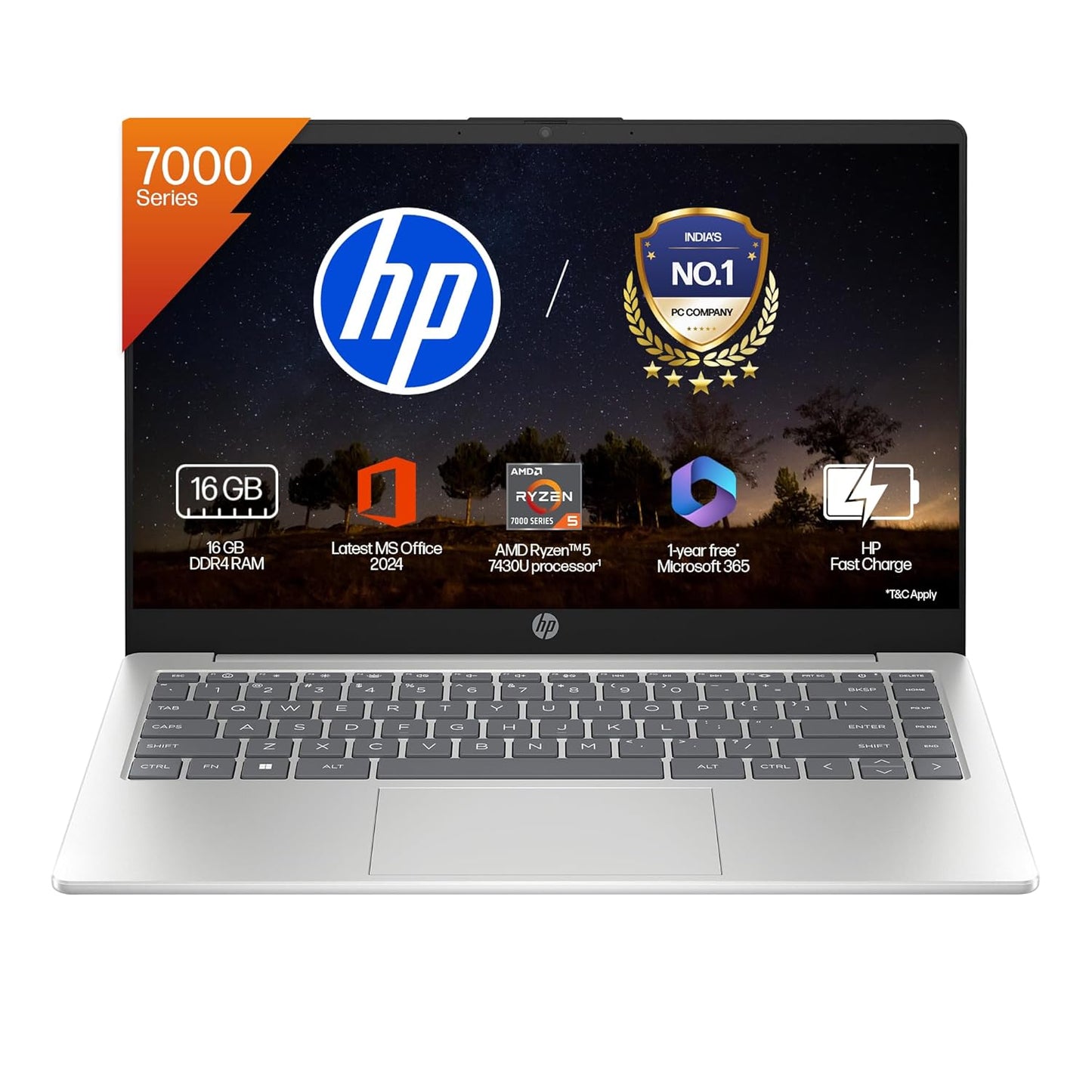 HP 15, AMD RYZEN 5 7530U (16GB DDR4, 512GB SSD) FHD, ANTI-GLARE, MICRO-EDGE,15.6''/39.6CM, WIN11, M365 BASIC(1YR)* OFFICE24, SILVER,1.59KG, FC0389AU, AMD RADEON, FHD CAMERA W/SHUTTER, BACKLIT LAPTOP
