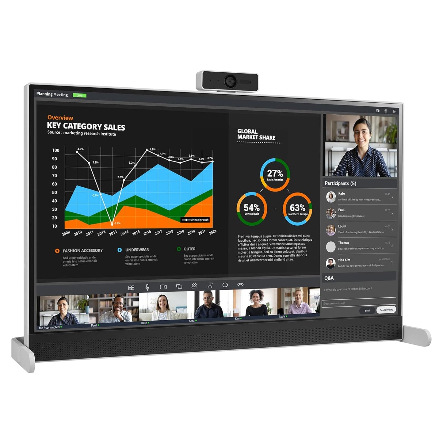LG LIBERO MONITOR 27 INCH QHD WITH DETACHABLE FULL HD WEBCAM, BUILT-IN SPEAKERS AND USB C CONNECTIVITY WITH 65W POWER DELIVERY (27BQ70QC)