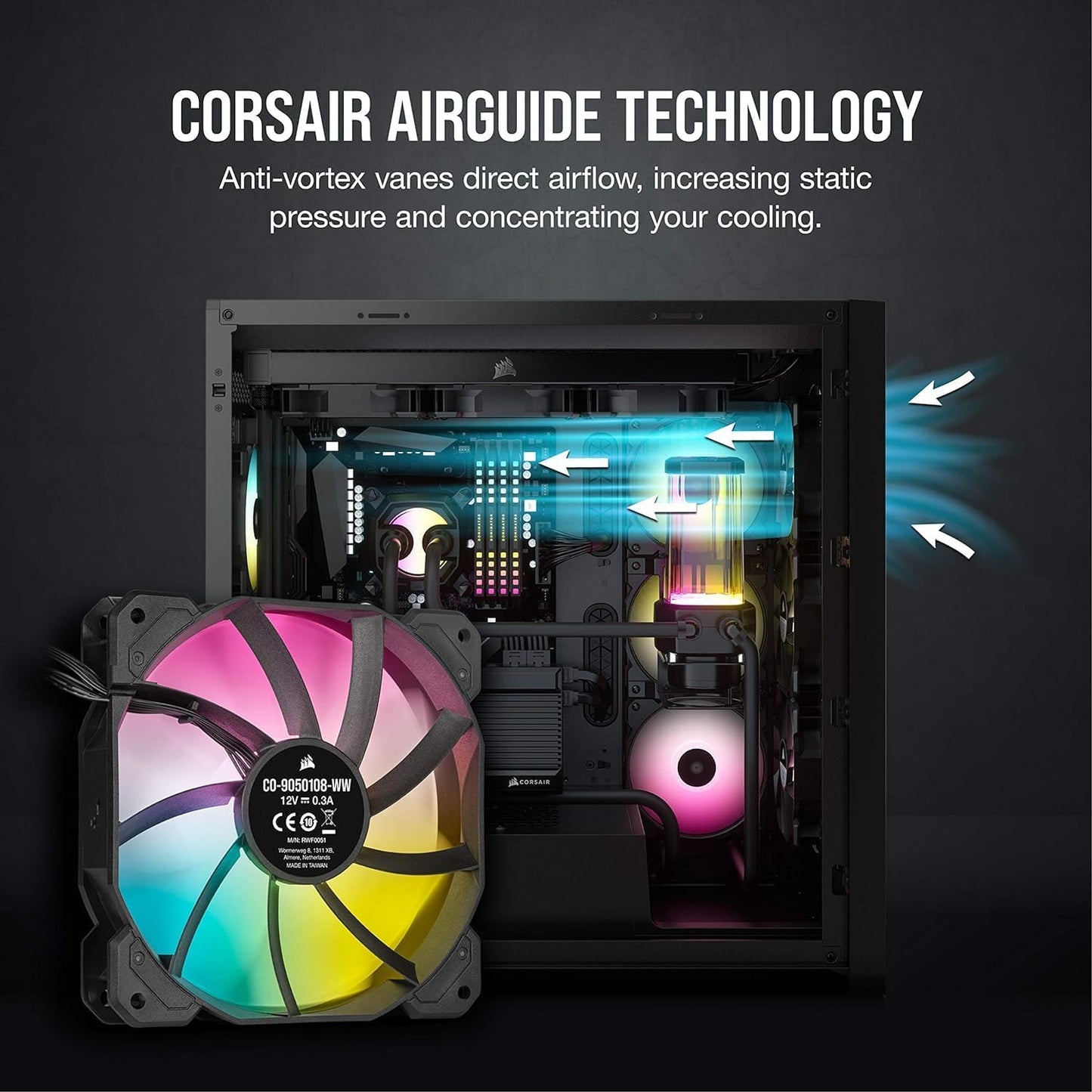 CORSAIR SP SERIES SP120 RGB ELITE 120MM RGB LED FAN WITH AIRGUIDE SINGLE PACK