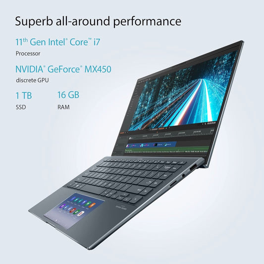 ASUS ZenBook 14e (2021), 14.0-inch (35.56 cms) FHD Intel Core i7-1165G7 11th Gen, Thin and Light Laptop (16GB/1TB SSD/Office 2019/Windows 10/2GB NVIDIA MX450 Graphics/Grey/1.29 kg), UX435EG-KK701TS