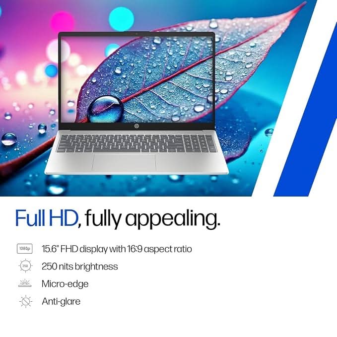 HP 15-fd0901TU Laptop, Intel Core 5 120U, 24GB RAM, 512GB SSD, 15.6 Inch FHD, Windows 11 Home, MS Office 2024, Silver
