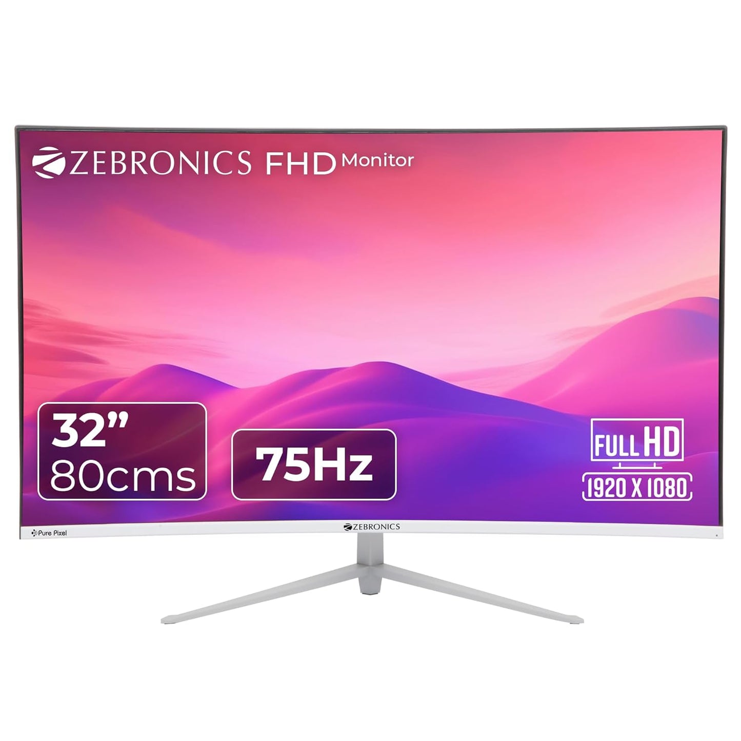 ZEBRONICS AC32FHD LED CURVED 75HZ 80CM (32 INCH) (81.28 CM) 1920X1080 PIXELS FHD RESOLUTION MONITOR