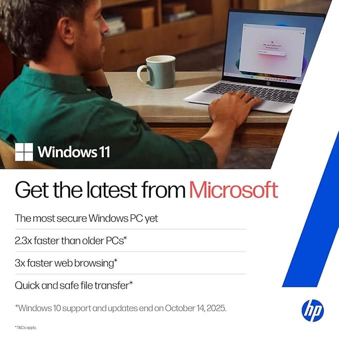 HP 14 Laptop, 13th Gen Intel Core i3-1315U (8GB DDR4, 512GB SSD) FHD, Anti-Glare, Micro-Edge, 14''/35.6cm, Win11, M365 Basic(1yr) Office24, Silver, 1.4kg, ep0343TU, FHD Camera w/Shutter