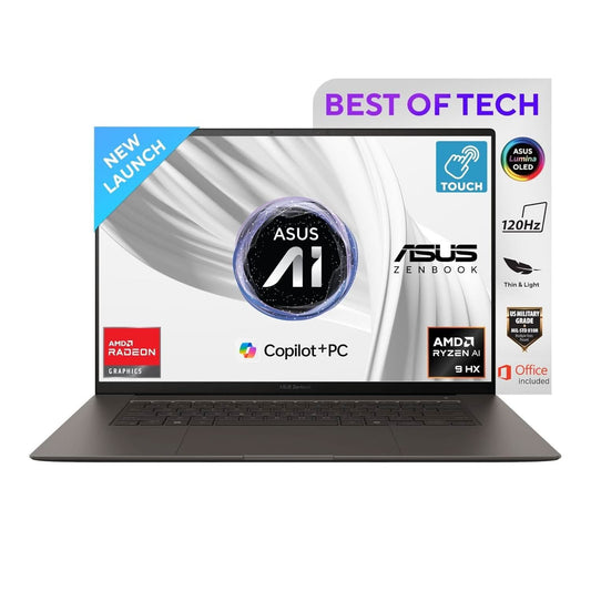 ASUS ZENBOOK S 16, 16" 3K OLED TOUCH SCREEN,AMD RYZEN AI 9 HX 370,COPILOT+ PC (32GB RAM/1 TB SSD/RADEON 890M IGPU/M365 BASIC (1YEAR)*/WINDOWS 11/OFFICE 2024/ZUMAIA GRAY/1.2 KG),UM5606WA-RJ3310WS