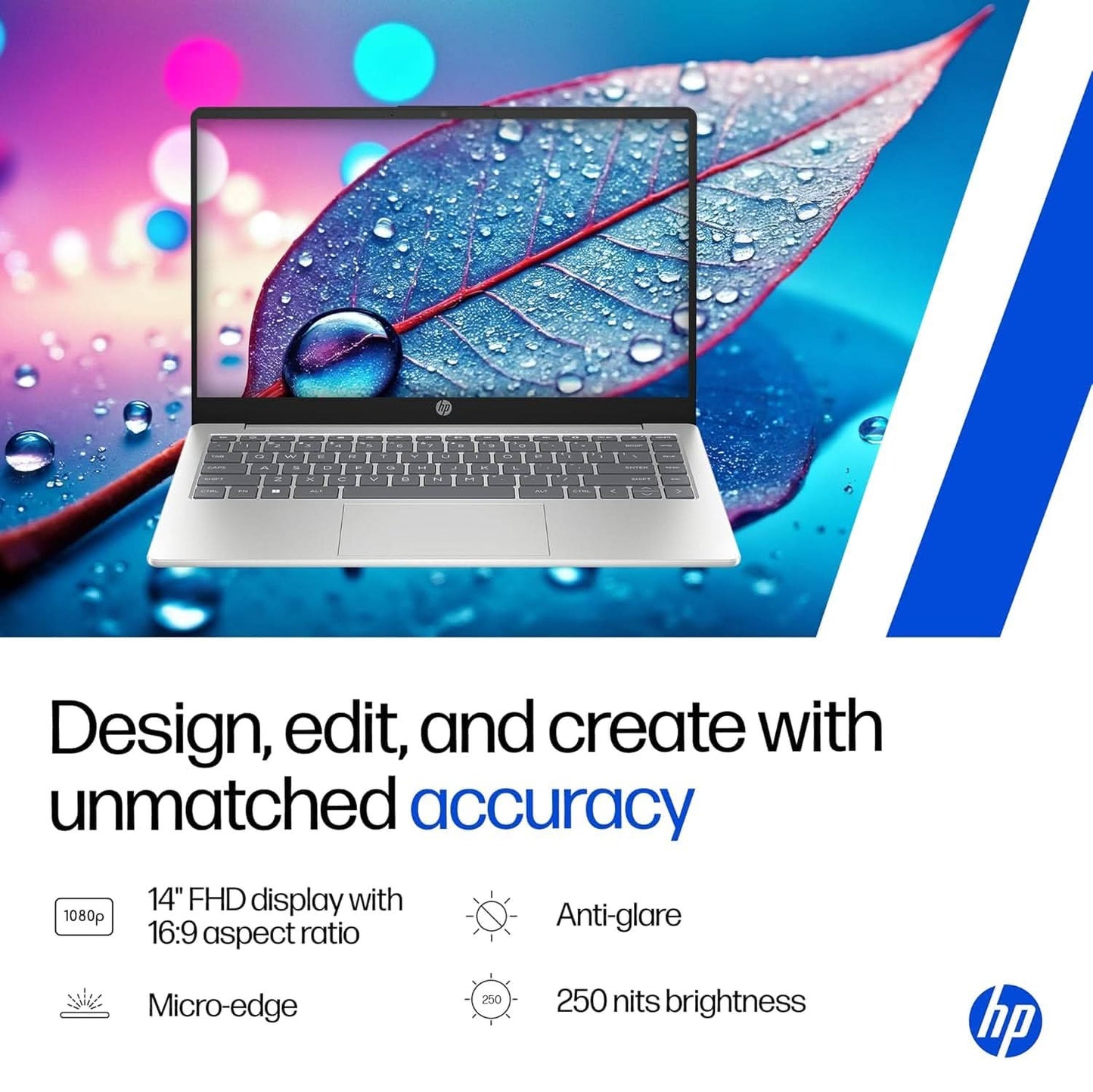 HP 14, Intel Core Ultra 7 155H (24GB DDR5, 1TB SSD), Micro-Edge, Anti-Glare, FHD, 14''/35.6cm, Win11, M365 Office24, Silver, 1.4kg, ep1181TU, FHD Camera, Backlit Laptop