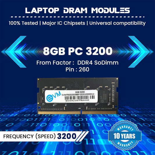 EVM DDR4 8GB Laptop RAM 3200MHz -(EVMT8G3200S88P)