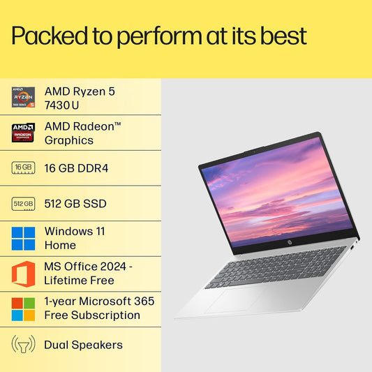 HP 15 FC0389AU [R5-7430U/16GB/512GB SSD/WIN11 HOME+MS24/15.6"/INTEGRATED GRAPHICS/1 YEAR(S)/SILVER]