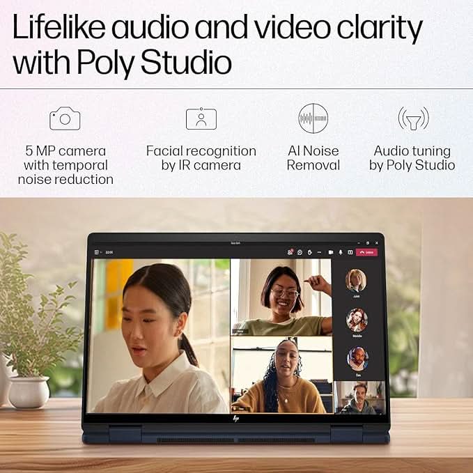 HP Envy x360 AI Laptop, Intel Core Ultra 5 125U, 12 TOPS, 16GB LPDDR5, 512GB SSD, (Win11, Office24, Blue, 1.44 kg) Touchscreen, 3K, OLED, 14-inch (35.6cm), Integrated graphics, 5MP IR camera, fc0178TU