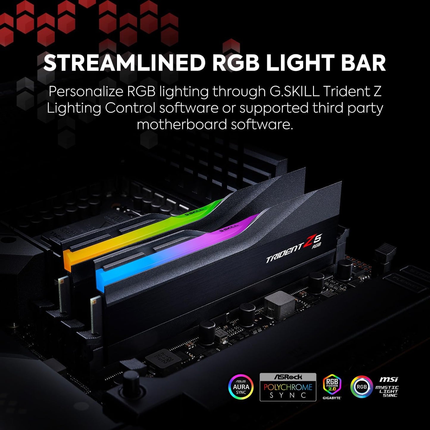 GSKILL TRIDENT Z5 RGB (INTEL XMP) 32GB (2 X 16GB) SDRAM DDR5-6000 CL30-40-40-96 1.35V DUAL CHANNEL DESKTOP MEMORY/RAM F5-6000J3040F16GX2-TZ5RK (BLACK)