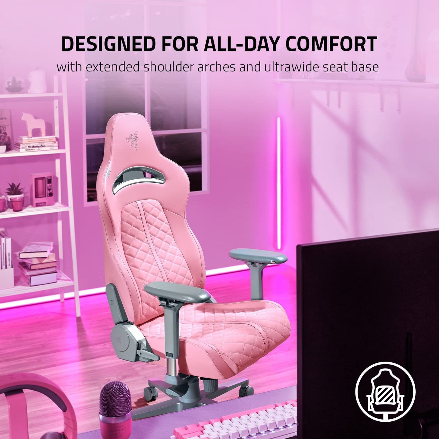 RAZER ENKI - QUARTZ - GAMING CHAIR FOR ALL-DAY GAMING COMFORT - NASA + AP PACKAGING