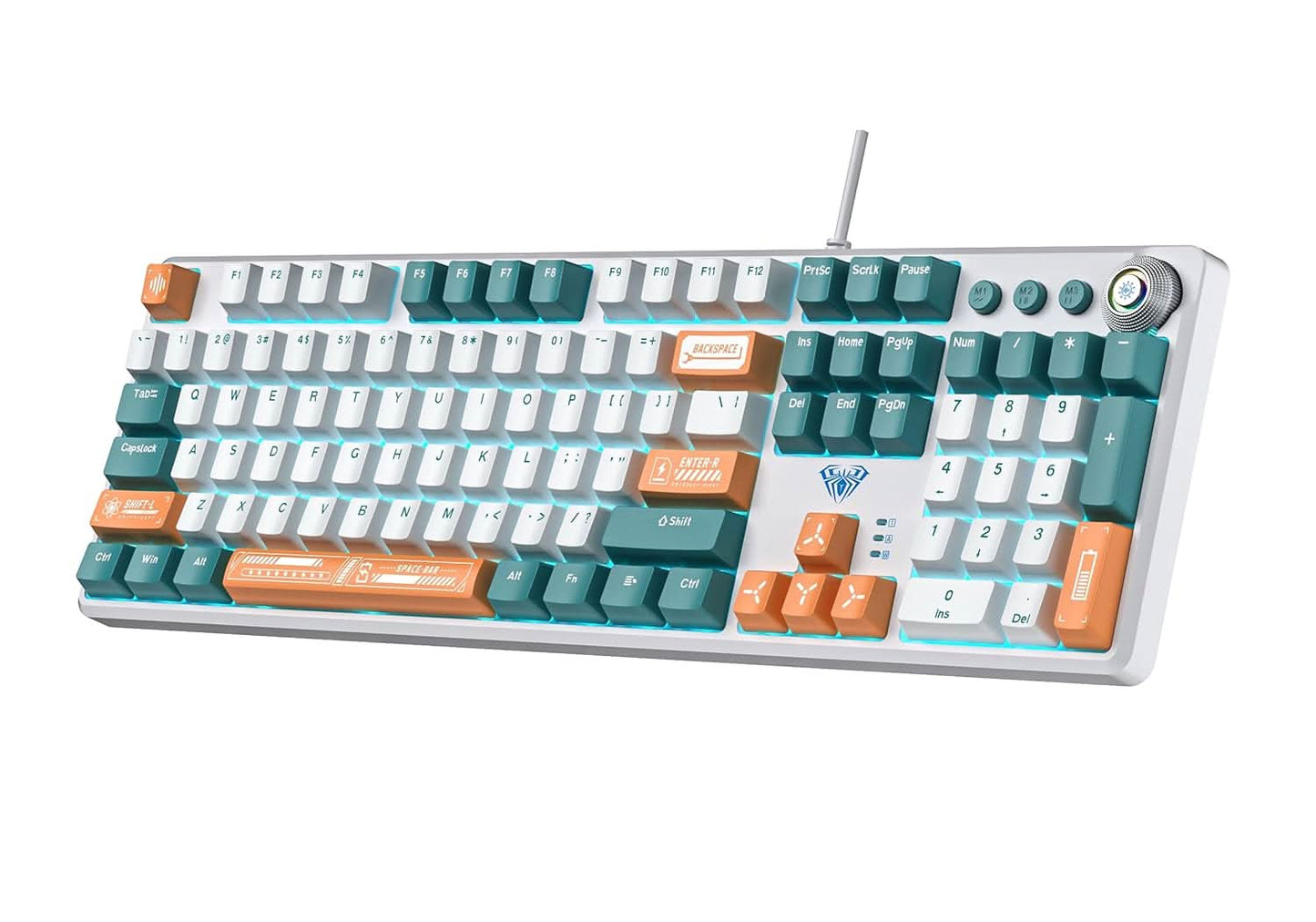 Aula F2088Pro White Orange Blue Mechanical Gaming Keyboard