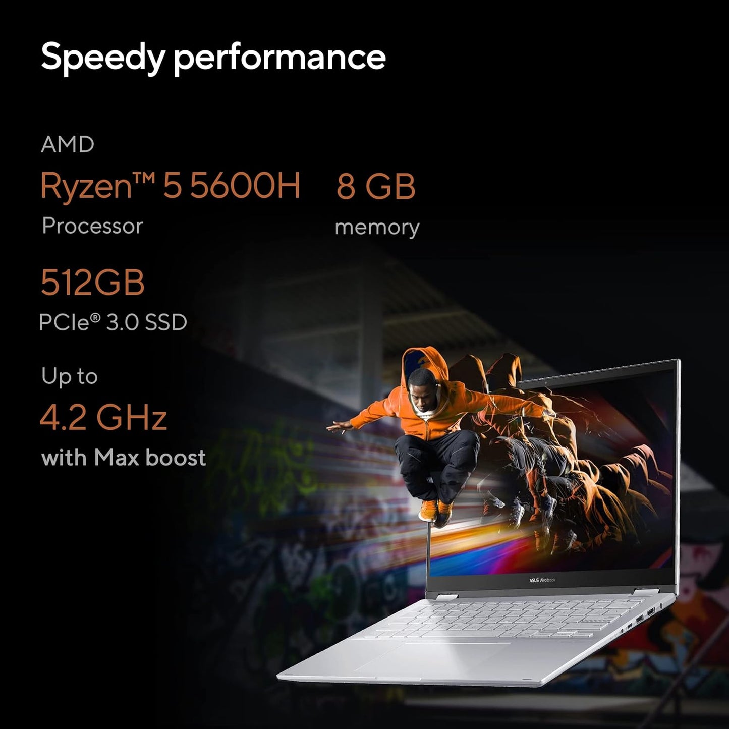 ASUS VIVOBOOK S 14 FLIP (2022), 14" (35.56 CMS) FHD+ 16:10 TOUCH, AMD RYZEN 5 5600H, 2-IN-1 LAPTOP (8GB/512GB SSD/INTEGRATED GRAPHICS/WINDOWS 11/OFFICE 2021/SILVER/1.5 KG), TN3402QA-LZ501WS