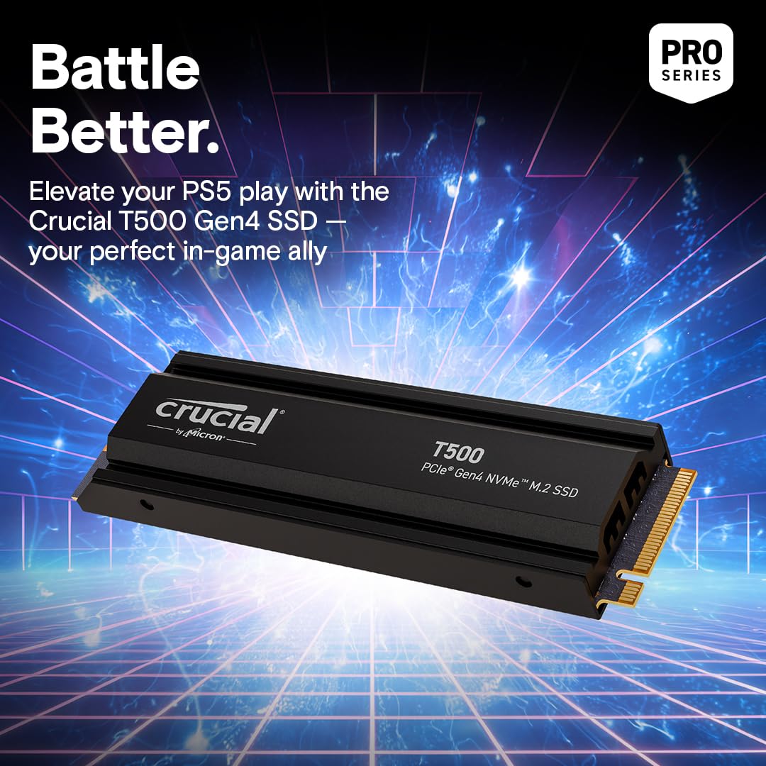 CRUCIAL T500 4TB PCIE GEN4 NVME M.2 SSD WITH HEATSINK CT4000T500SSD5