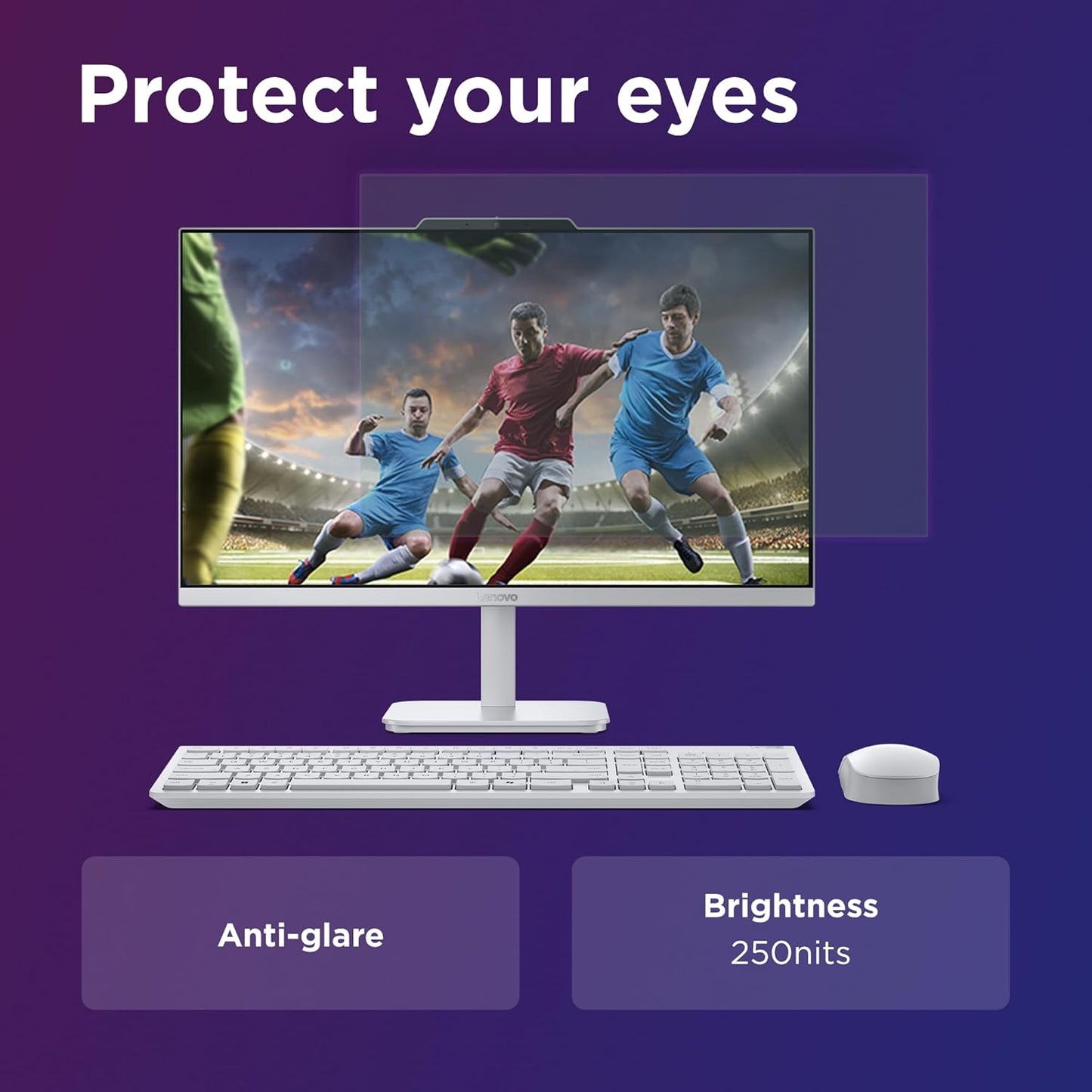 Lenovo A100 All in one Intel Core i3-N305 23.8" FHD (1920x1080) 3-Side Edgeless All-in-One Desktop (8GB/512GB SSD/Win11/MS Office 2024/5MP Camera/USB Calliope Keyboard & Mouse) F0J6005GIN