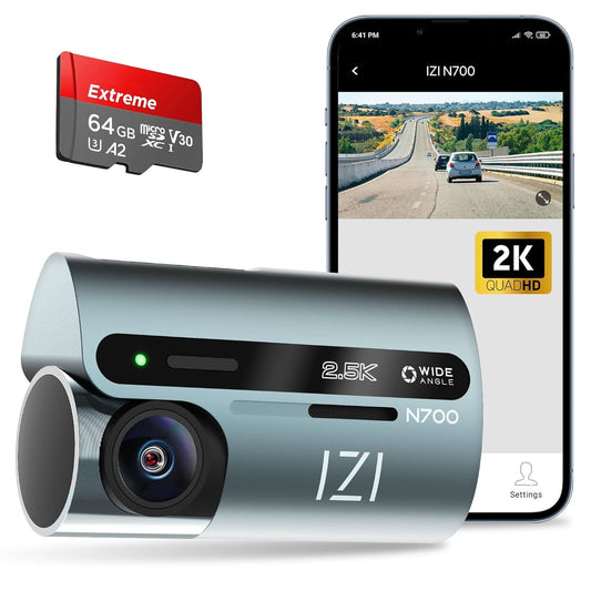 IZI Drive N700 Dash Cam 2.5K 25FPT 5MP Car Dashboard Camera with 170 Wide Angle WiFi Super Night Vision G-Sensor Emergency Recording Parking Monitor Loop Recording Supports up to 512GB for Cars SUVs
