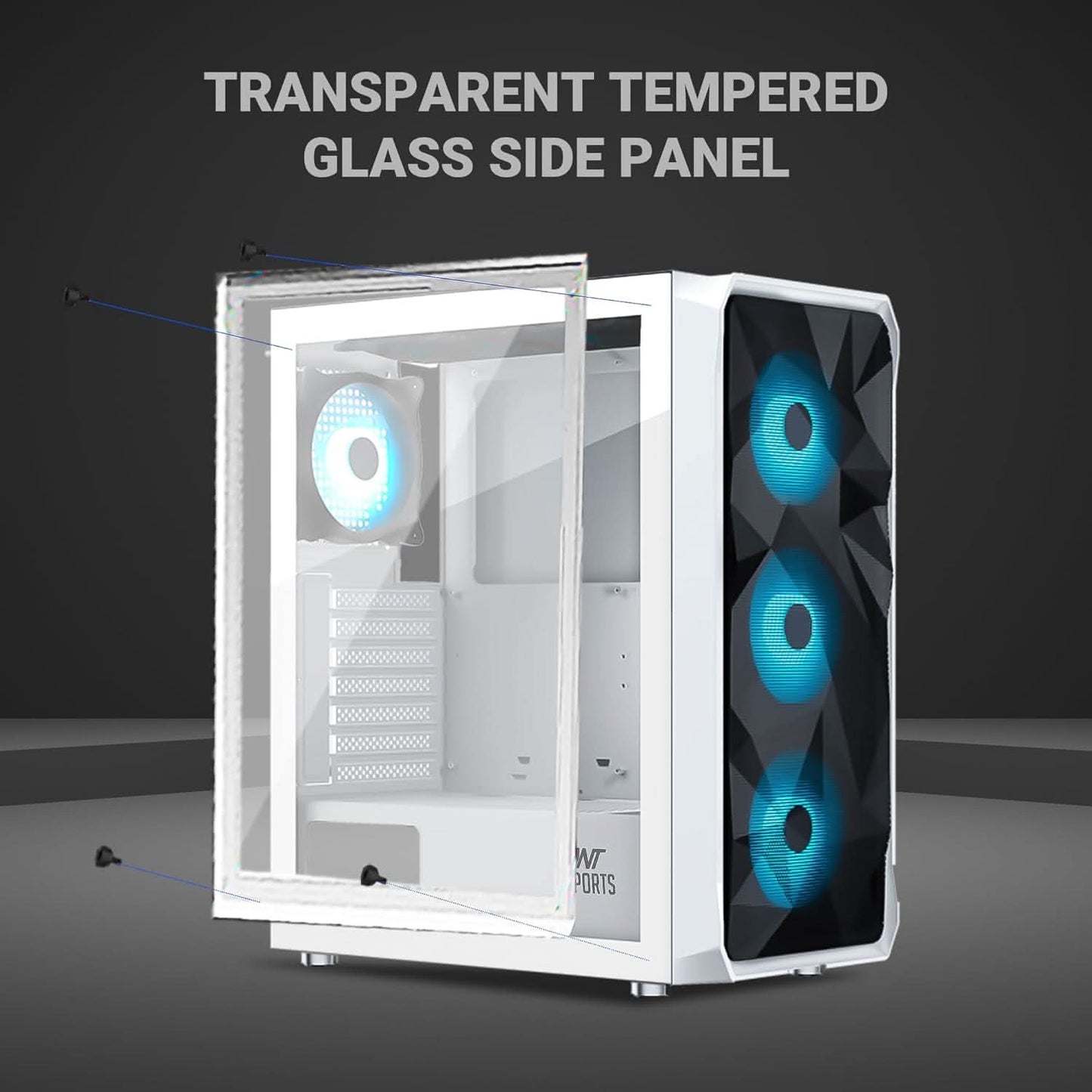 Ant Esports ICE-112 Auto RGB (ATX) Mid Tower Cabinet (White)