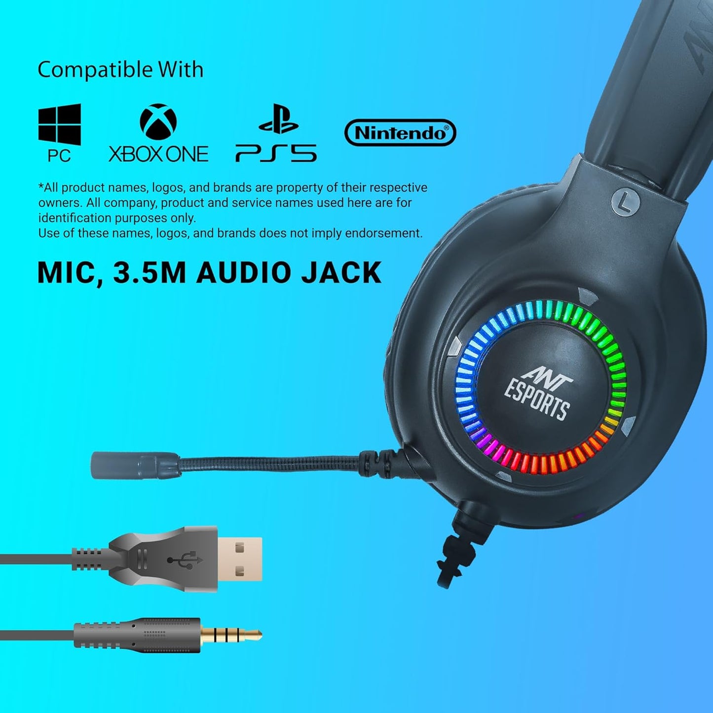 ANT ESPORTS H580 PRO RGB GAMING HEADSET - BLACK