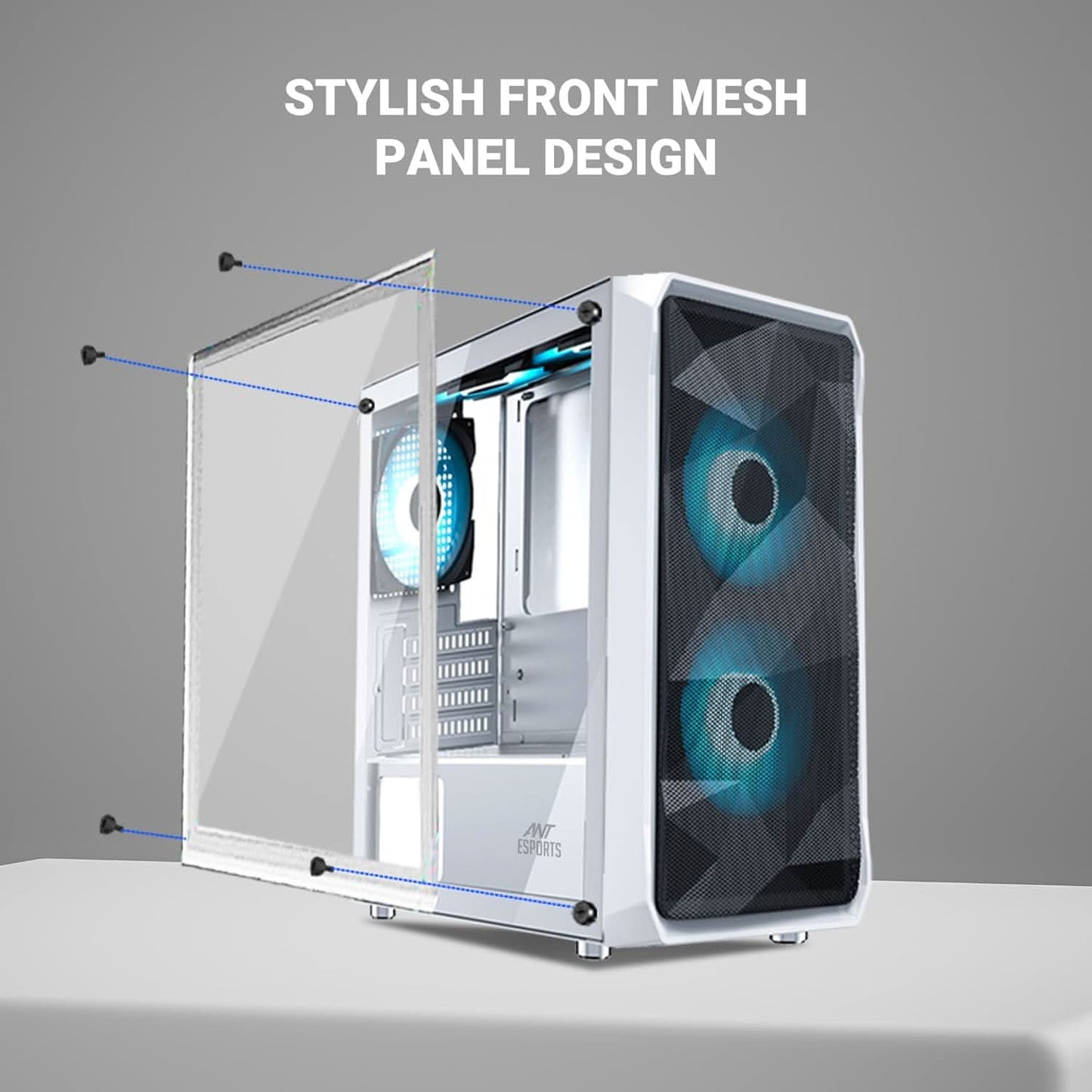 Ant Esports ICE-100 Air Mini Mesh (M-ATX) Mini Tower Cabinet (White)