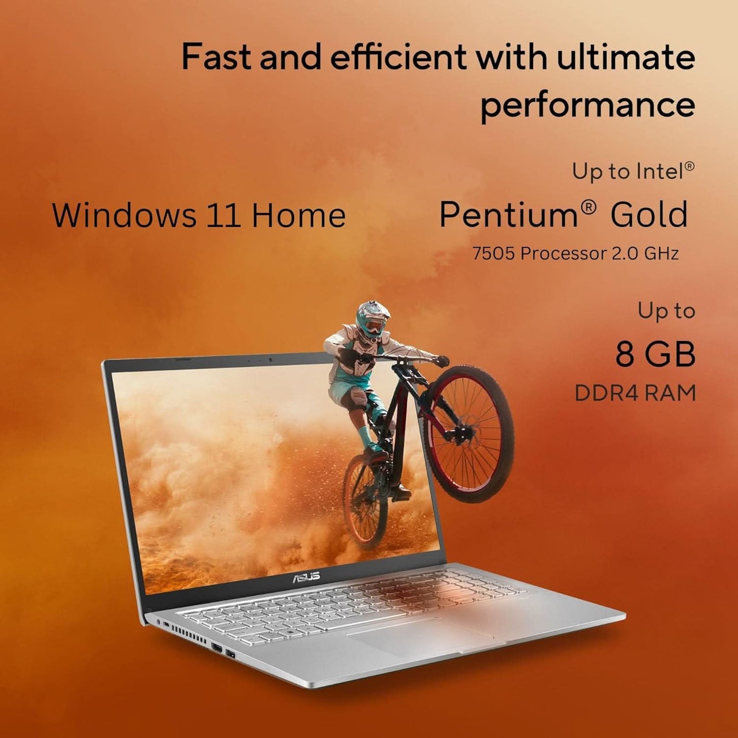 ASUS X515, 15.6 inch FHD (1920 x 1080) 16:9, 60Hz 200nits, Intel Pentium Gold 7505, Thin & Light Laptop (8GB RAM/512GB SSD/Windows 11/Office Home/37WHr Battery/Transparent Silver/1.80 kg), X1500EA-EJ122WS