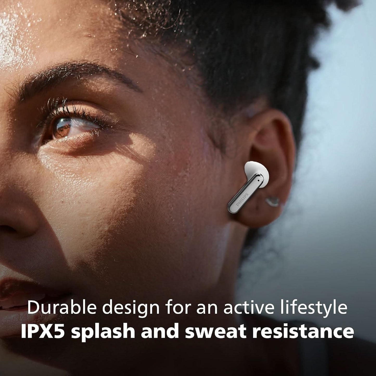 Philips 1150WTHP Premium Wireless Earbuds with ANC, Quad Mic ENC, Up to 55 hr Playtime White
