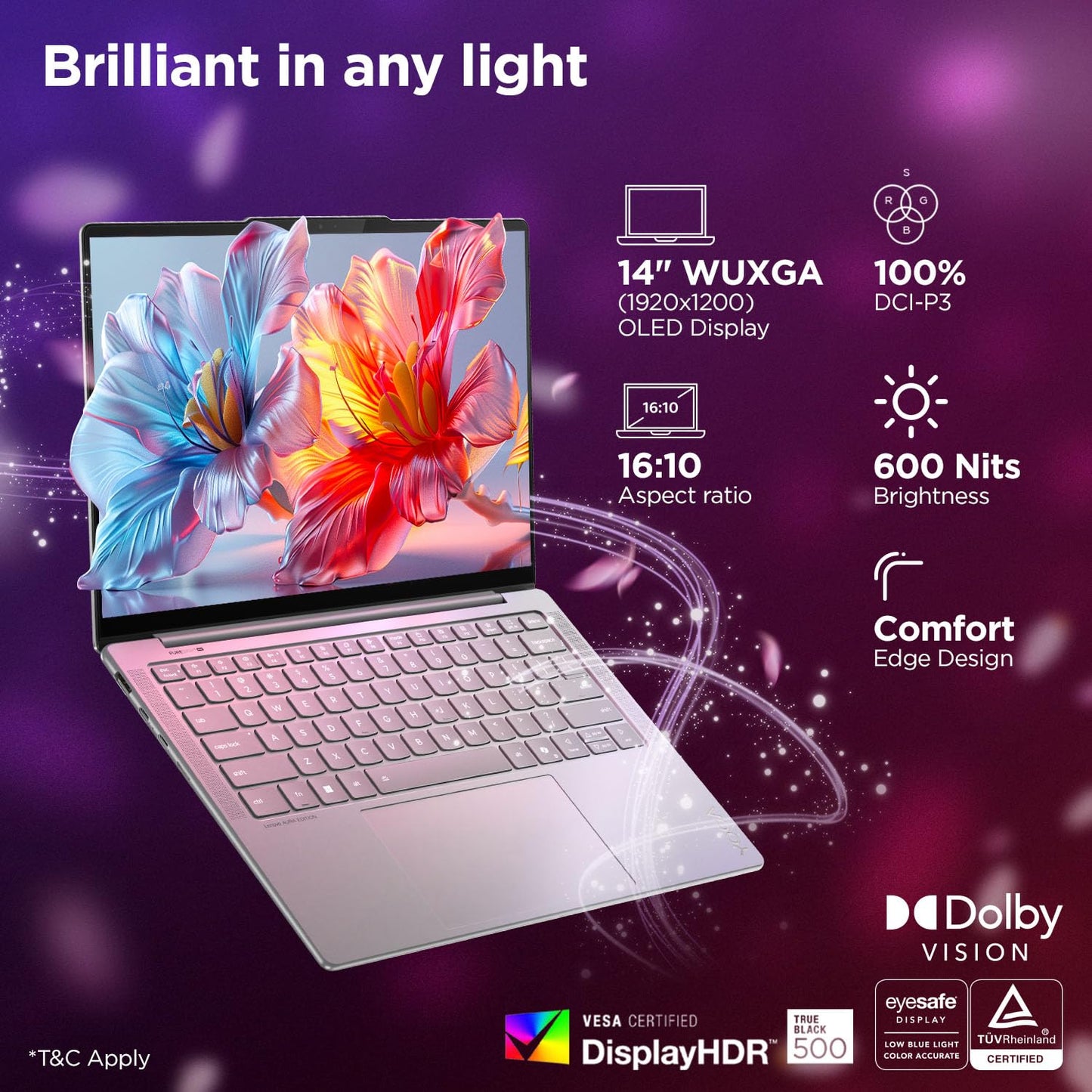 Lenovo Yoga Slim 7 Aura Edition Intel Core Ultra 5 226V,Copilot+ AI PC(16GB RAM/1TB SSD/14(35.5cm)/WUXGA OLED/40 Tops/Windows 11/Office Home 2024/1Yr ADP Free/Grey/1.19Kg), 83JX005FIN AI Laptop