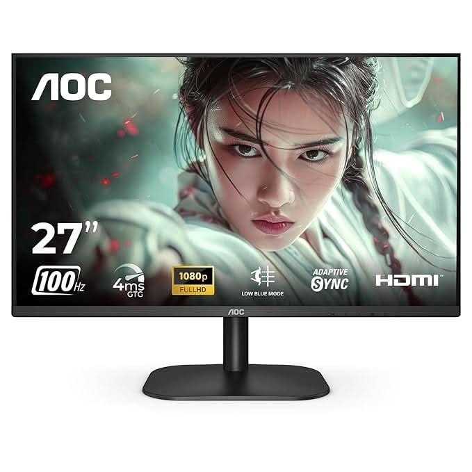 AOC 27 IPS Borderless, FHD 1920 x 1080, 100 Hz, 250 cd/m², 4 MS, HDMI 1.4 x 2, NTSC 83% / sRGB 102% / Adaptive Sync/ Flicker Free / Low Blue Mode