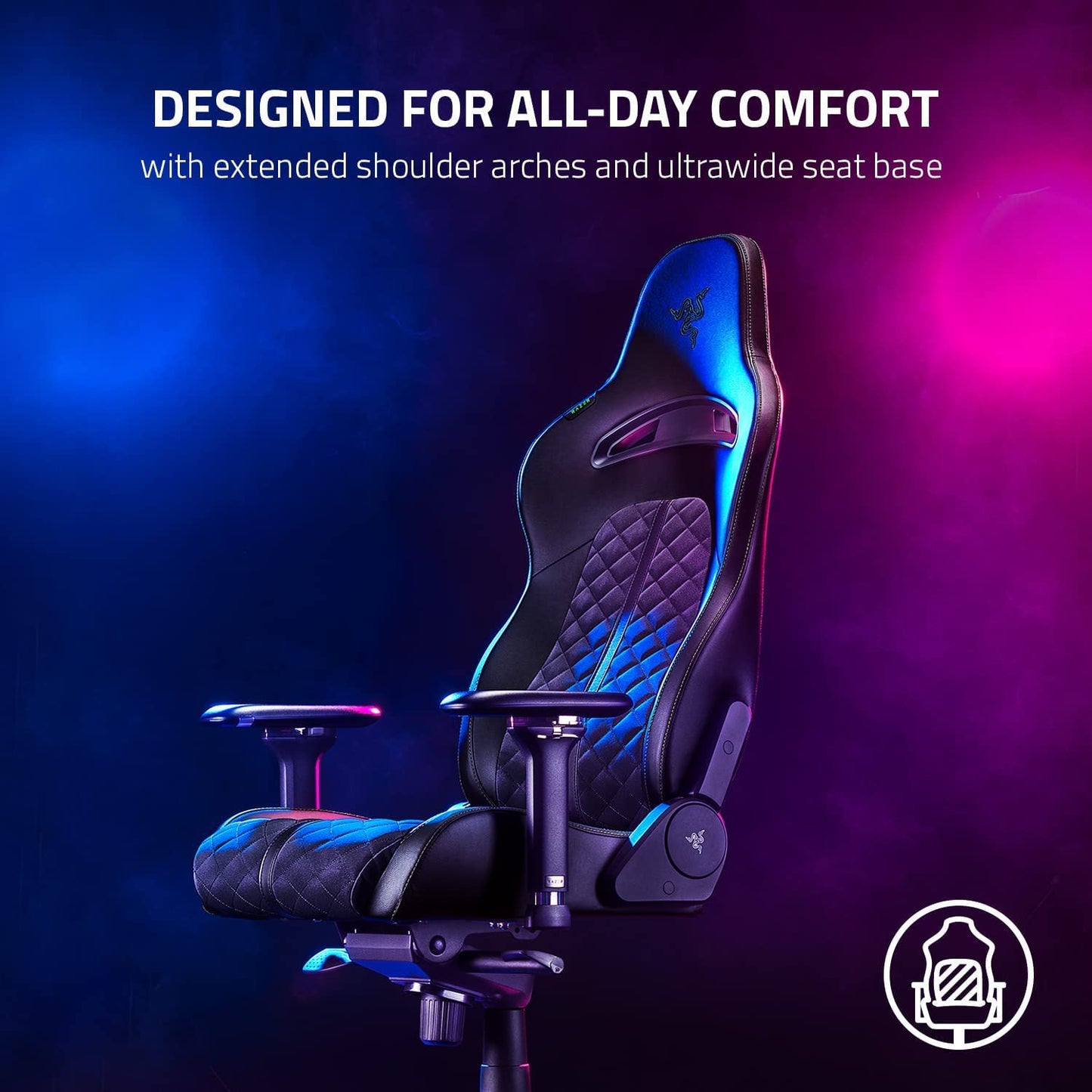 RAZER ENKI - BLACK - GAMING CHAIR FOR ALL-DAY GAMING COMFORT - NASA + AP PACKAGING