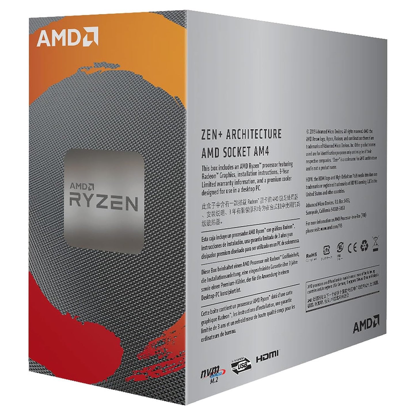 AMD RYZEN 3 3200G WITH RADEONVEGA 8 GRAPHICS DESKTOP PROCESSOR 4 CORES UP TO 4GHZ 6MB CACHE SOCKET AM4 (YD320GC5FHBOX)