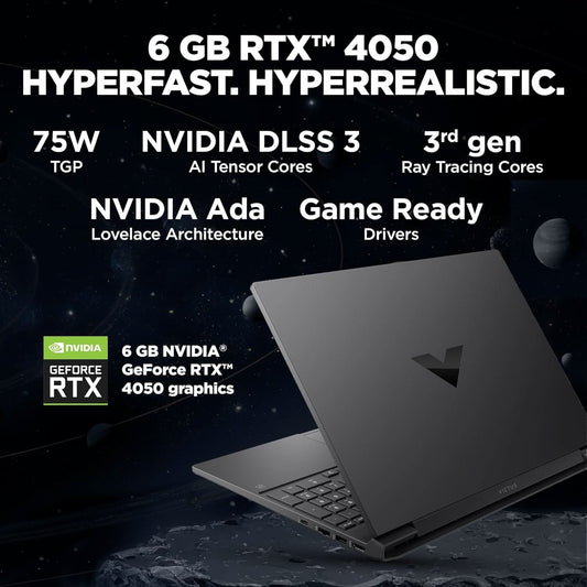 HP VICTUS, 13TH GEN INTEL CORE I5-13420H, 6GB RTX 4050 GAMING LAPTOP (16GB DDR4, 512GB SSD) 144HZ,300 NITS,IPS, 15.6''/39.6CM, FHD, WIN11, OFFICE24, MICA SILVER, 2,29KG, BACKLIT KB,HD CAMERA,FA2701TX