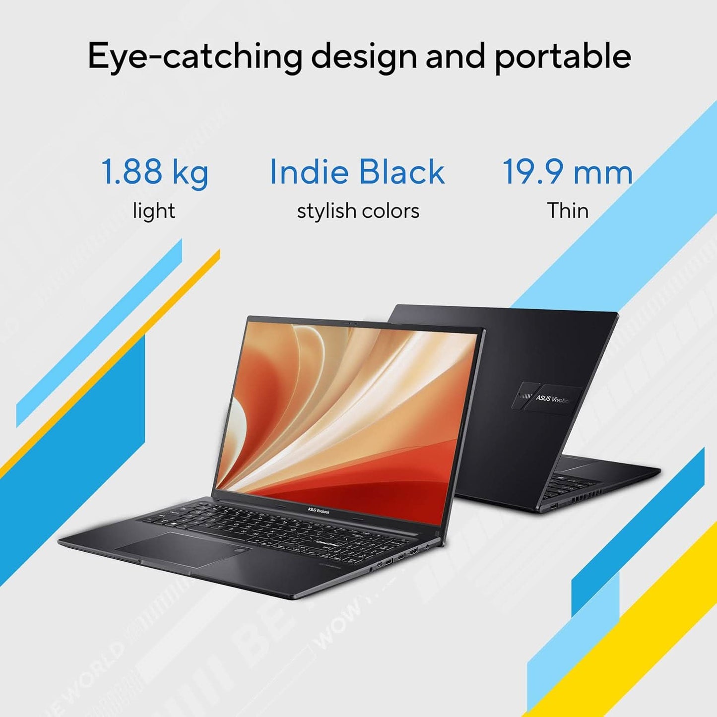 ASUS Vivobook 16, Intel Core i7-12700H 12th Gen, 16 inch (40.64 cm) FHD+, Thin and Light Laptop (16GB/512GB/Win11/Office 2021/Backlit Keyboard/Indie Black/1.8 kg), X1605ZAC-MB742WS