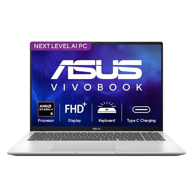 ASUS Vivobook 16 (2026), AMD Ryzen AI 5 330, AMD Radeon iGPU, 16GB RAM, 512GB SSD, FHD+, 16 Inch (40 cm), Windows 11 Home, M365 Basic (1 Year), Office 2024, Cool Silver, M1607KA-MB269WS, Thin and Light Laptop