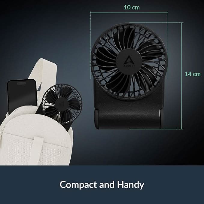 ARCTIC Summair 2Go (Black) - Rechargeable Powerful Handheld Fan