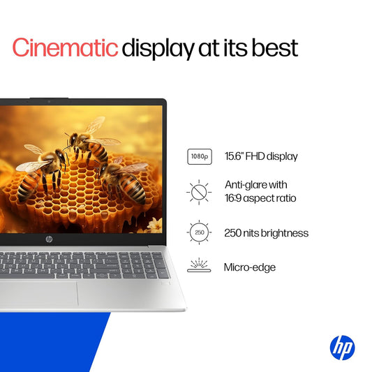 HP 15 (METAL ID & FINGERPRINT & BACKLIT LAPTOP)-13TH GEN INTEL CORE I5-1334U (16GB DDR4 RAM,512GB SSD) 15.6''/39.6CM,FHD,WIN11, M365 BASIC(1YR),OFFICE HOME24,SILVER,1.59KG,IRIS XE,FHD CAMERA HR0008TU