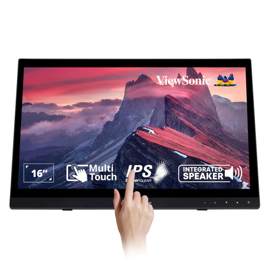 ViewSonic TD1630-3 40.64 Cm(16") Touch Portable Monitor with10-Point Capacitive Touch | Advanced Ergonomic | 7H Hardness Screen | EyeCare | Integrated Speakers| VGA| HDMI |USB 2.0 Type B